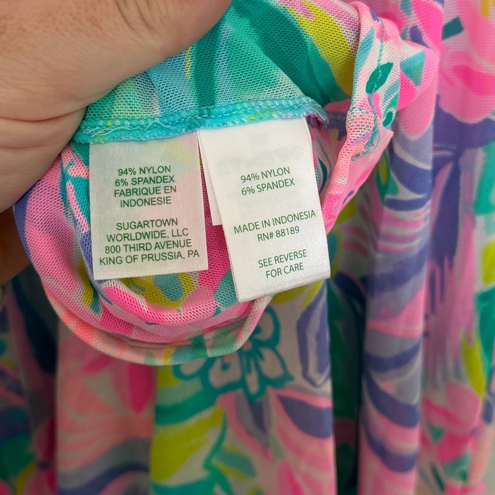 Lilly Pulitzer Swimsuit Cover Up Size Large Winni Coverup Floral Bright Pink - Picture 8 of 8